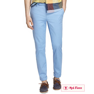 Slim Fit Plain-Front Chinos - Belair Blue